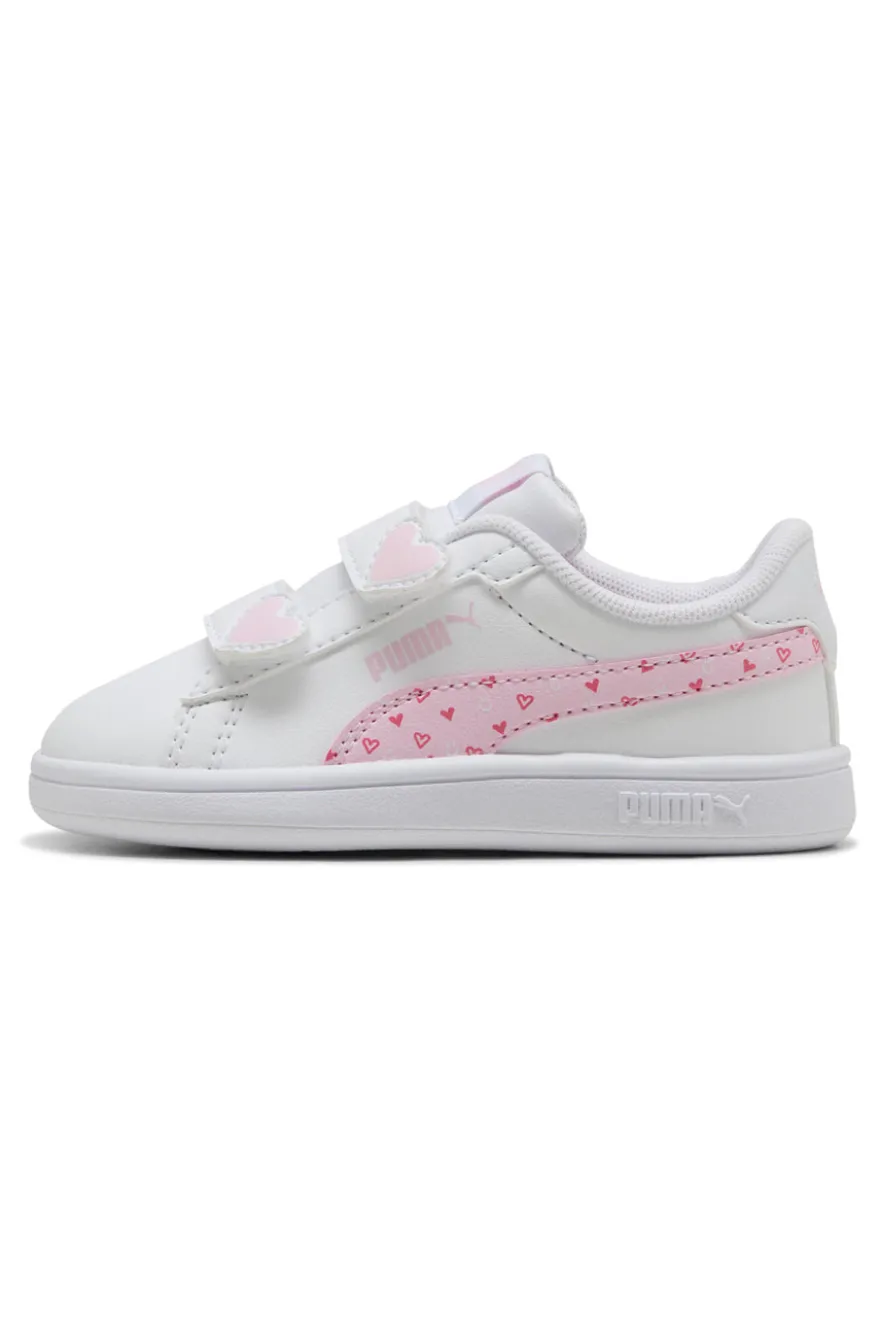 Scarpe bianco rosa con chiusura a strappo Puma Smash 3.0 Hearty V Inf