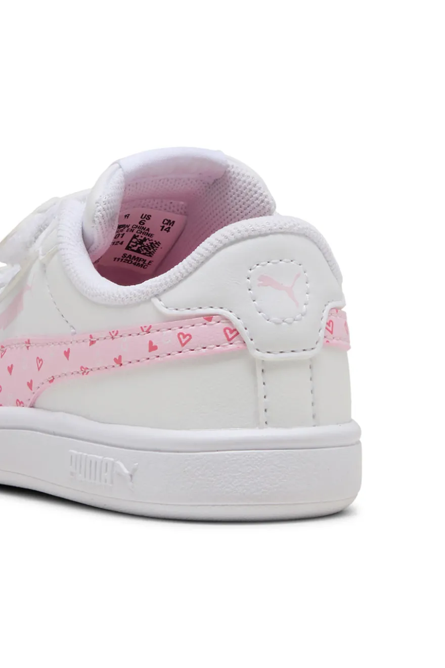 Scarpe bianco rosa con chiusura a strappo Puma Smash 3.0 Hearty V Inf