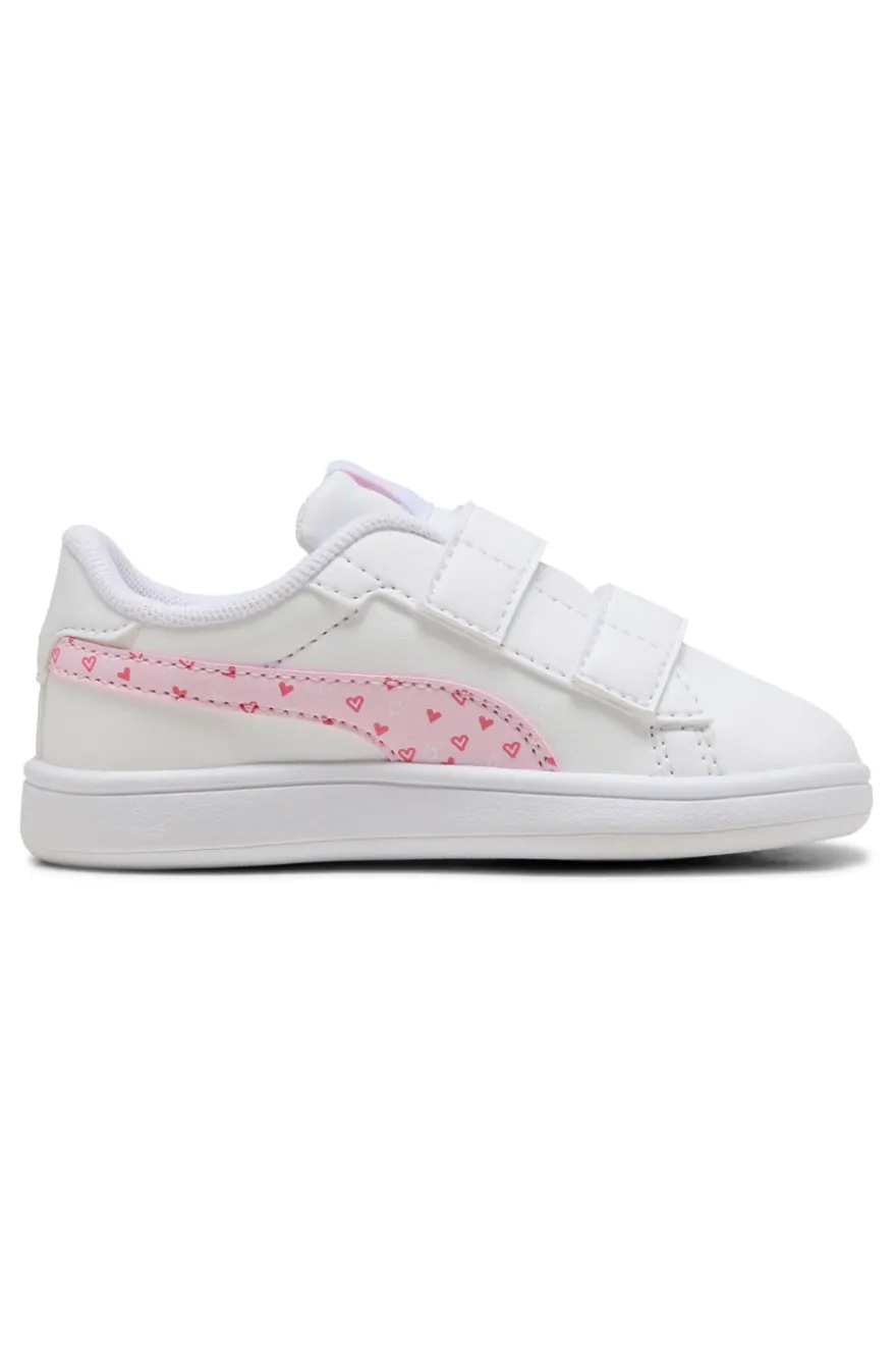 Scarpe bianco rosa con chiusura a strappo Puma Smash 3.0 Hearty V Inf