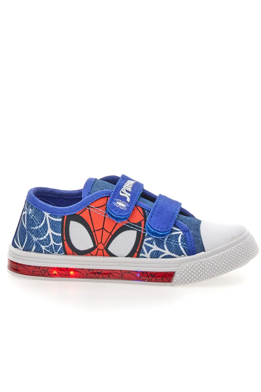 Scarpe blu in tessuto con luci e strappi Spiderman R1310638T