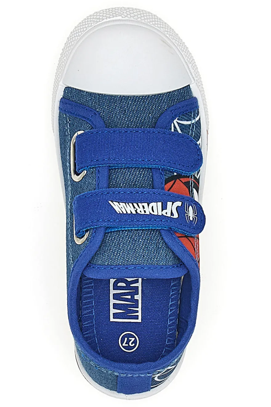 Scarpe blu in tessuto con luci e strappi Spiderman R1310638T