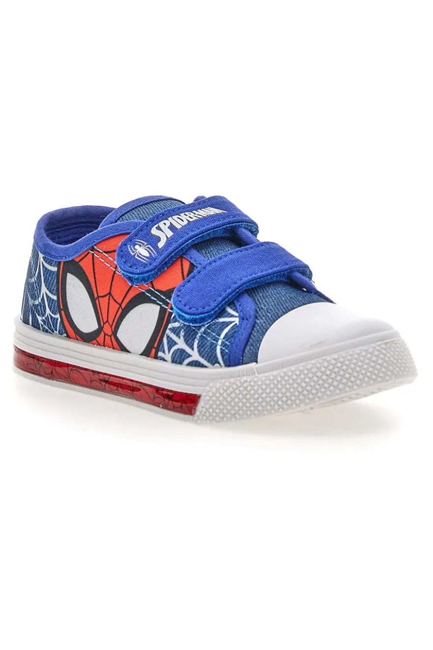 Scarpe blu in tessuto con luci e strappi Spiderman R1310638T