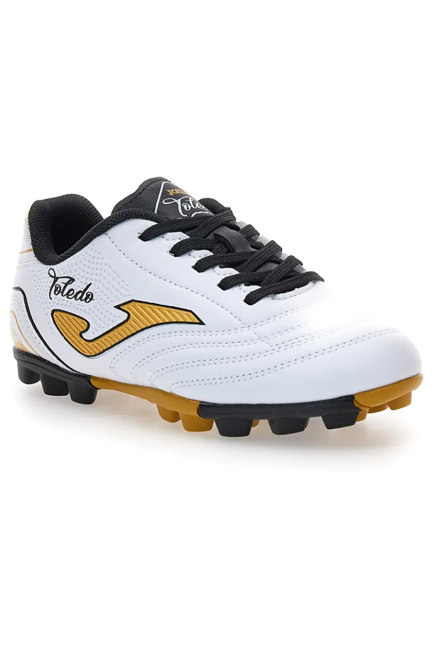 Scarpe calcio bianche con dettagli oro Joma Toledo JR 2502