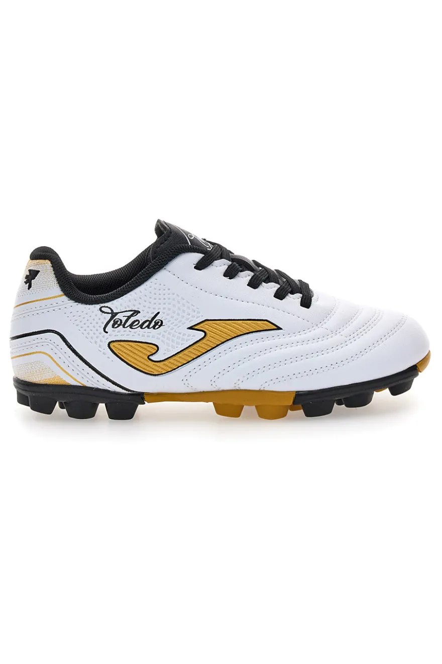 Scarpe calcio bianche con dettagli oro Joma Toledo JR 2502