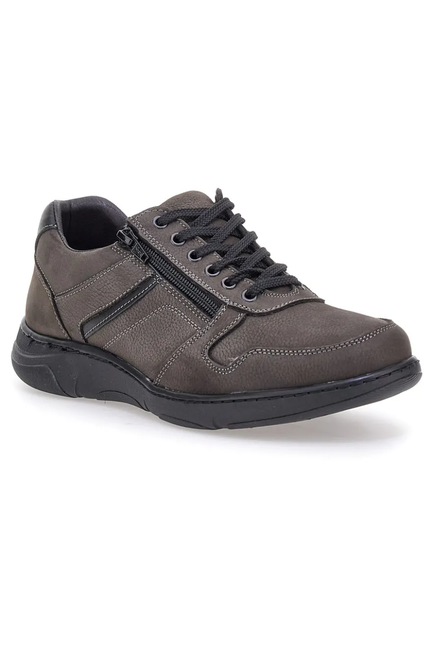 Scarpe casual grigie in vera pelle con zip laterale Pittarello Eco 25299008