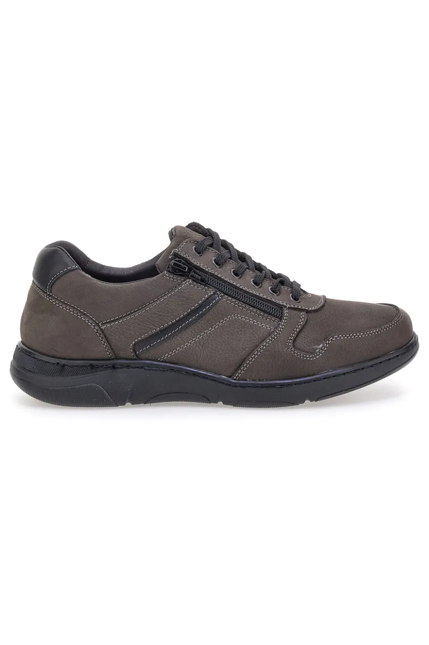 Scarpe casual grigie in vera pelle con zip laterale Pittarello Eco 25299008