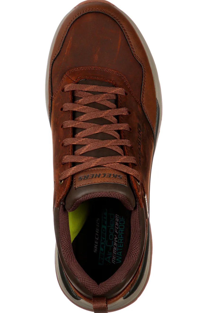Scarpe casual marroni waterproof in pelle Skechers BENAGO HOMBRE