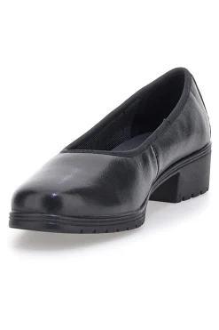 Scarpe comode nere in pelle con tacco basso e memory foam Pittarello 11574