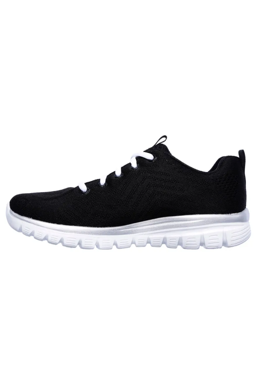 Scarpe da Allenamento Nere e Bianche con Tomaia in Skech Knit Mesh SKECHERS Graceful - Get Connected