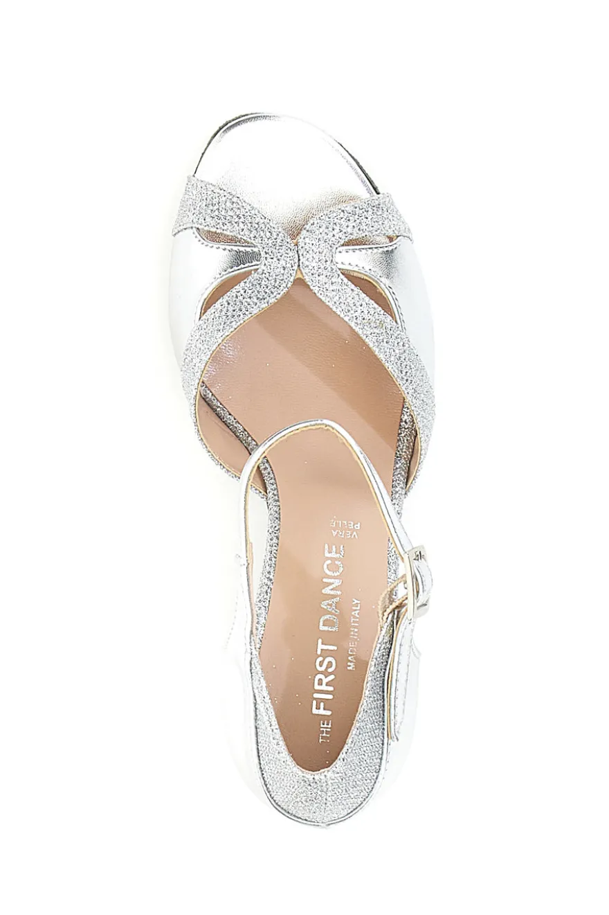 Scarpe da ballo argentate con tacco basso THE FIRST DANCE 4558