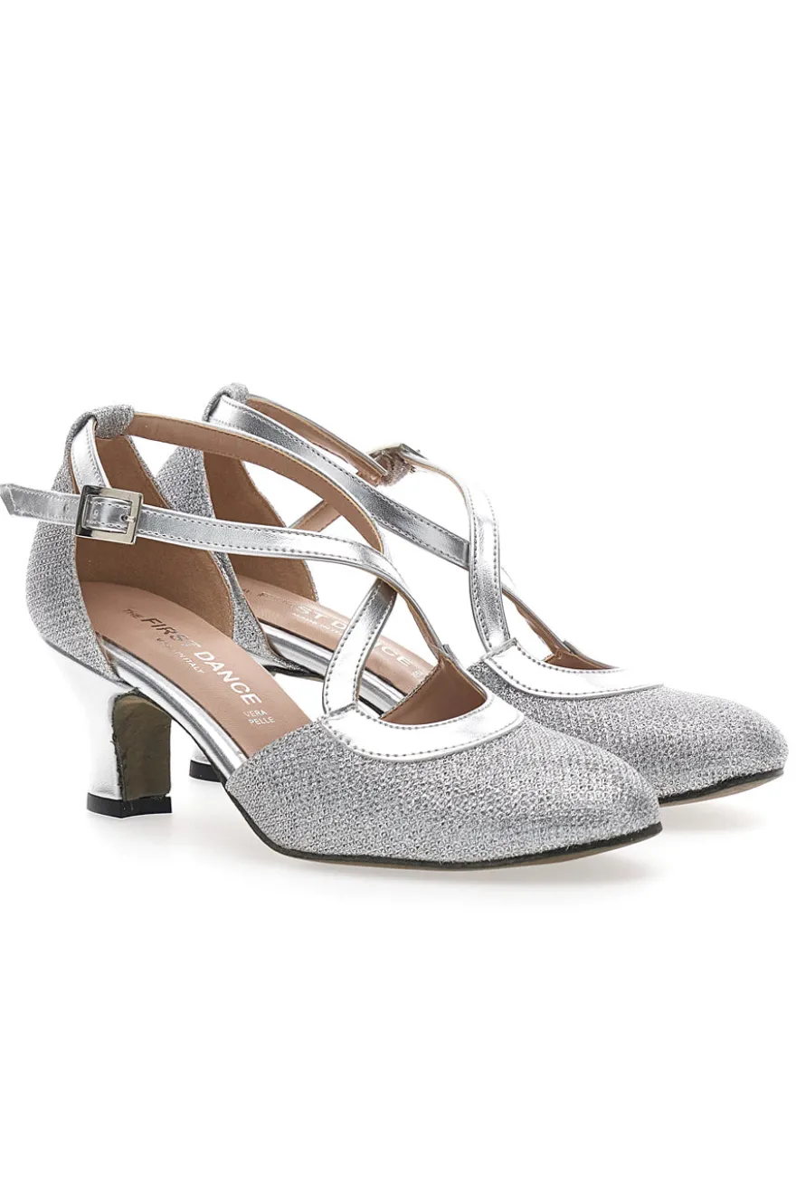 Scarpe da Ballo Argento con Tomaia Glitterata Made in Italy THE FIRST DANCE 5555