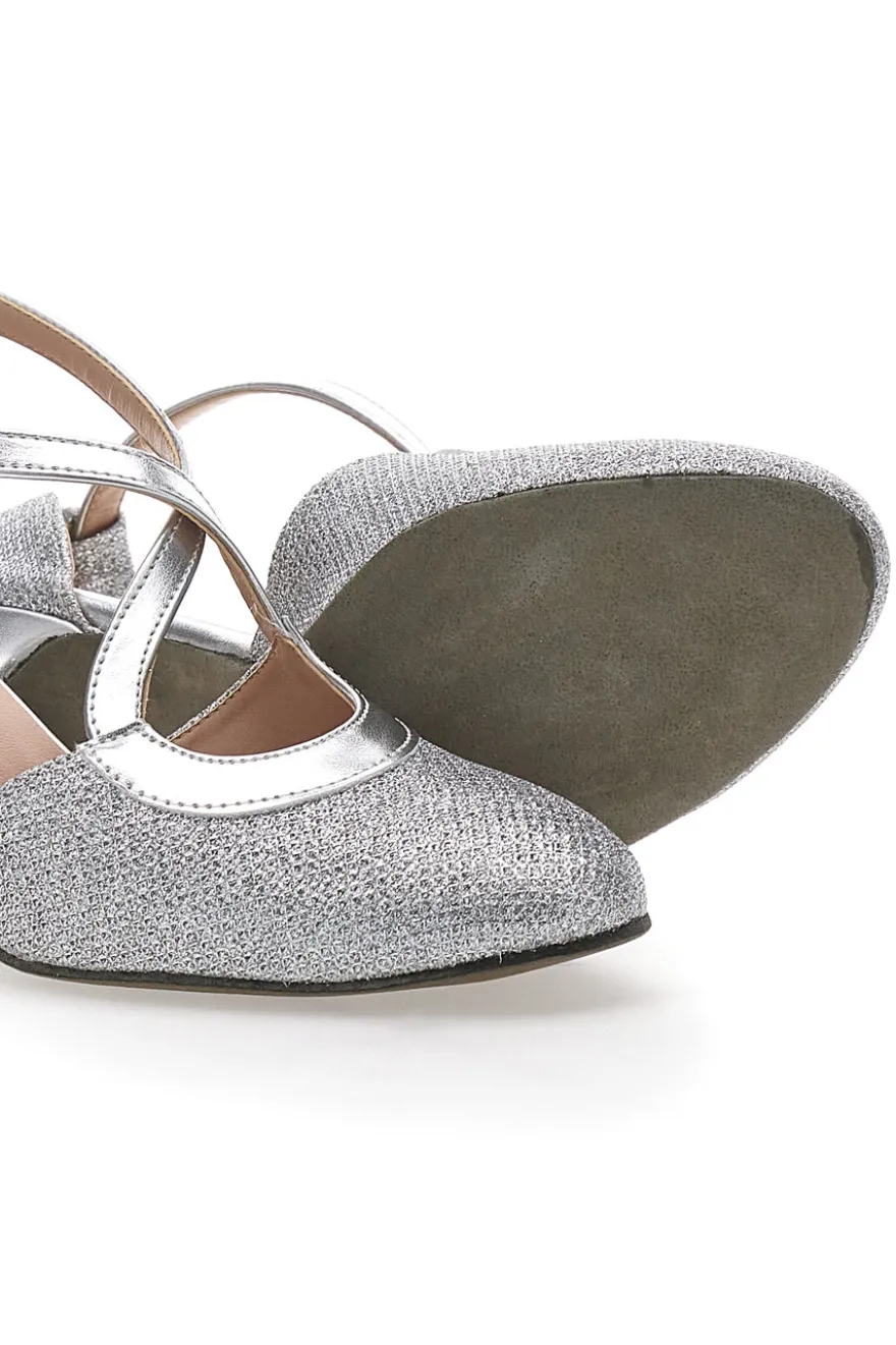 Scarpe da Ballo Argento con Tomaia Glitterata Made in Italy THE FIRST DANCE 5555