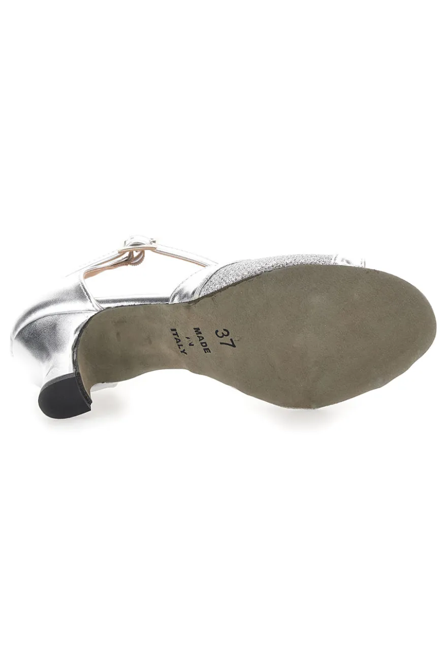 Scarpe da ballo argento con glitter e cinturino The First Dance 6558
