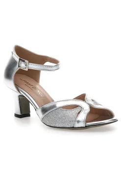 Scarpe da ballo argento con glitter e cinturino The First Dance 6558