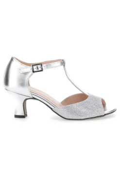 Scarpe da Ballo Argento con Suola in Pelle e Tacco Basso THE FIRST DANCE 5182