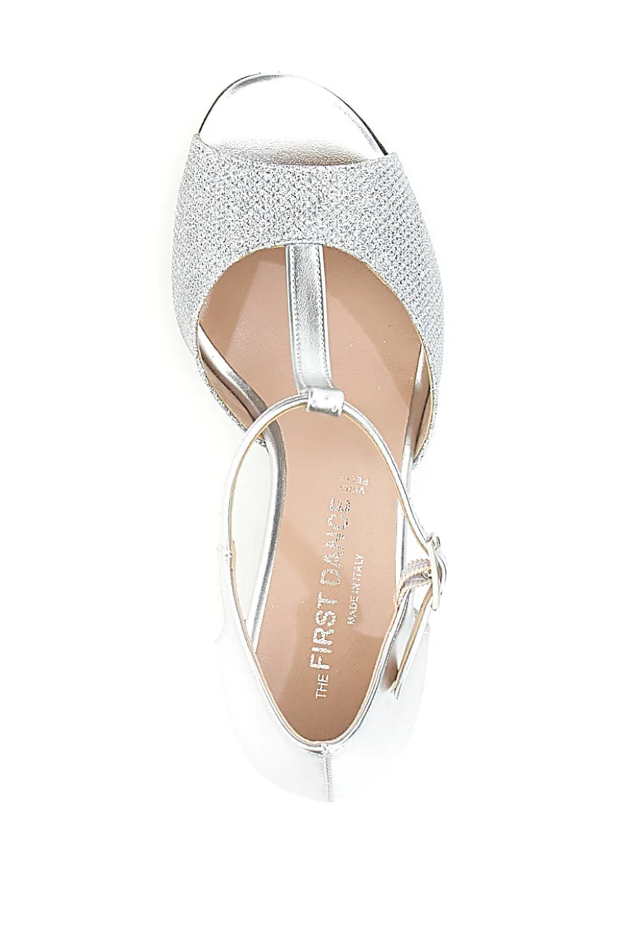 Scarpe da Ballo Argento con Suola in Pelle e Tacco Basso THE FIRST DANCE 5182