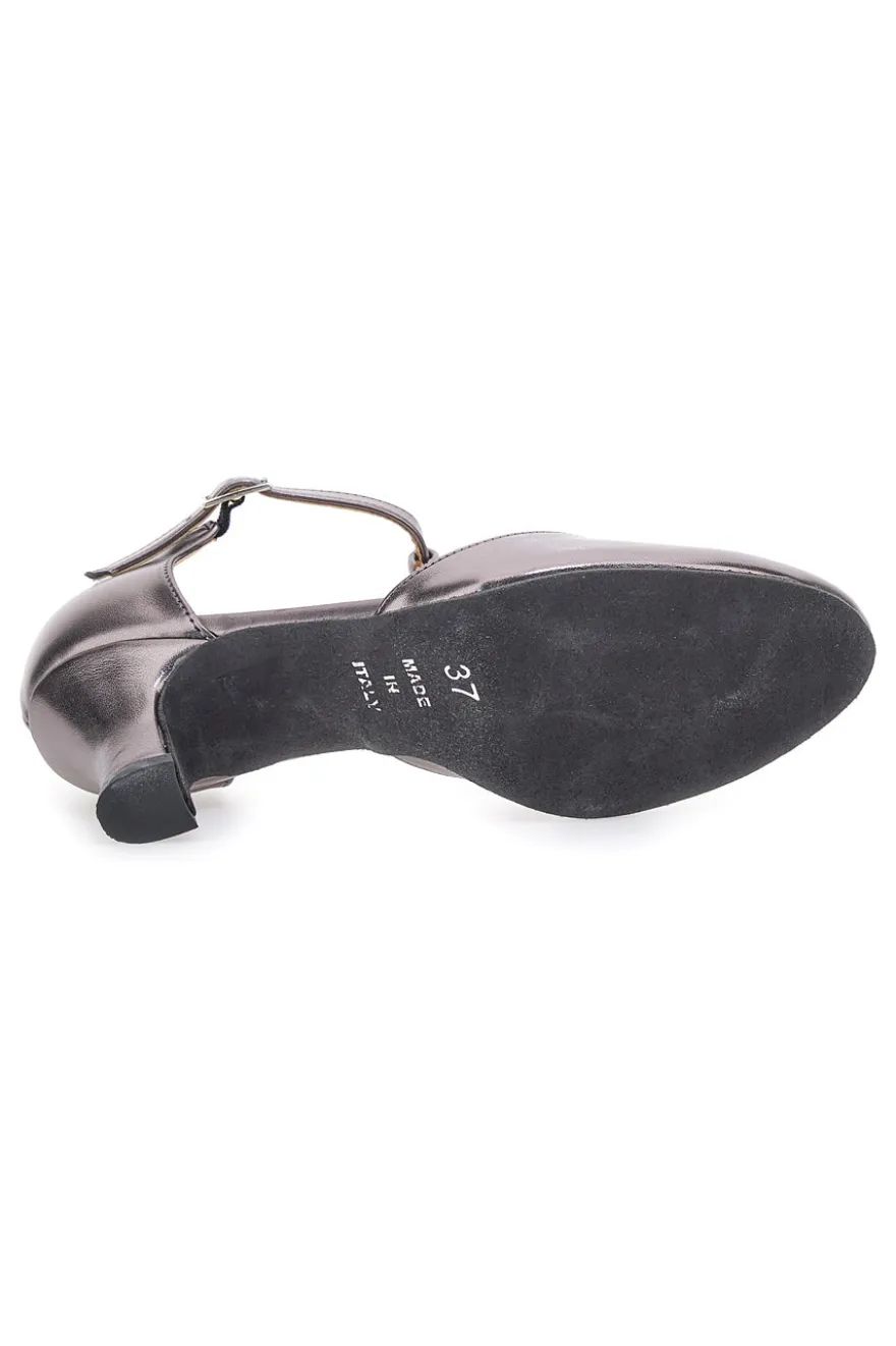 Scarpe da ballo color canna di fucile con cinturino a T e suola in pelle Mon dieu 112