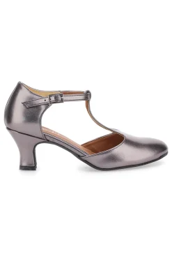 Scarpe da ballo color canna di fucile con cinturino a T e suola in pelle Mon dieu 112