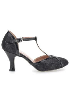 Scarpe da ballo nere con cinturino a T e tacco svasato The First Dance 6325