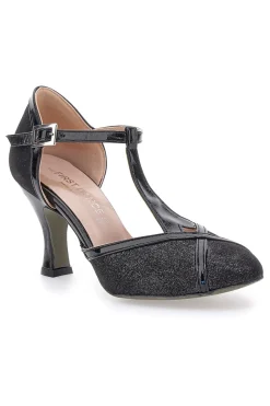 Scarpe da ballo nere con cinturino a T e tacco svasato The First Dance 6325