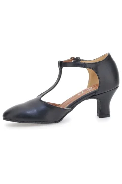 Scarpe da ballo nere con cinturino a T e suola in pelle Mon dieu 112