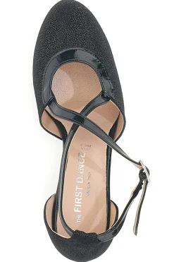 Scarpe da ballo nere con doppio cinturino incrociato e tacco medio The First Dance 6555