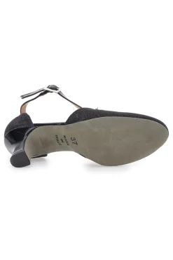 Scarpe da ballo nere con doppio cinturino incrociato e tacco medio The First Dance 6555