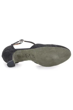 Scarpe da ballo nere con cinturino a T e suola in vera pelle The First Dance 6554