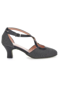 Scarpe da ballo nere con cinturino e suola in vera pelle The First Dance 6555