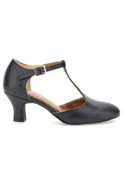 Scarpe da ballo nere con cinturino a T e tacco medio Mon Dieu Musique 212