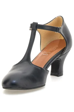 Scarpe da ballo nere con cinturino a T e tacco medio Mon Dieu Musique 212
