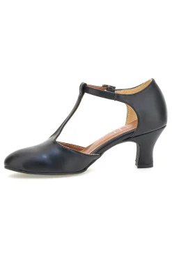 Scarpe da ballo nere con cinturino a T e tacco medio Mon Dieu Musique 212