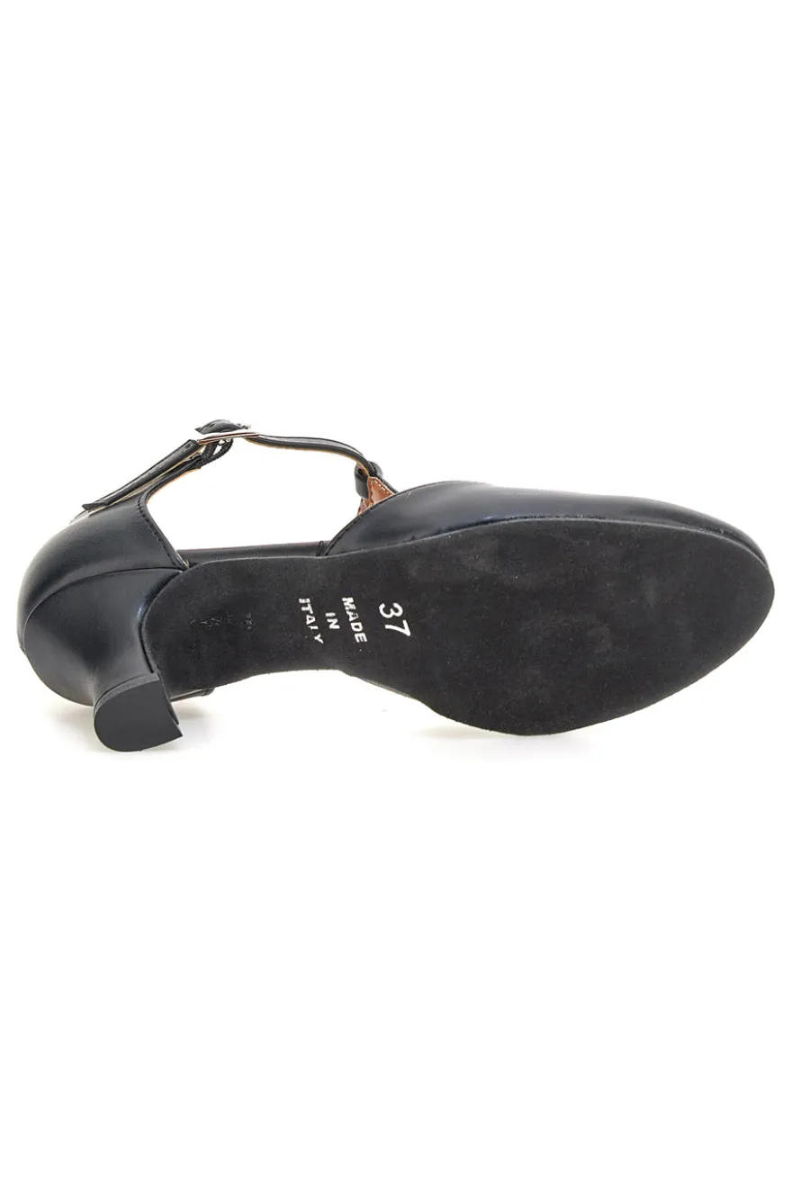 Scarpe da ballo nere con cinturino a T e tacco medio Mon Dieu Musique 212