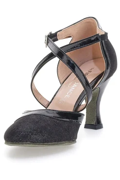 Scarpe da ballo nere con cinturini incrociati e suola in vera pelle The First Dance 6331