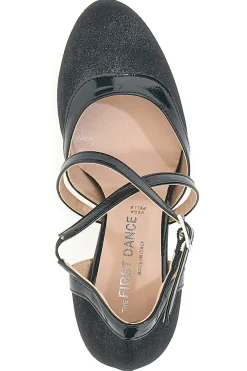 Scarpe da ballo nere con cinturini incrociati e suola in vera pelle The First Dance 6331