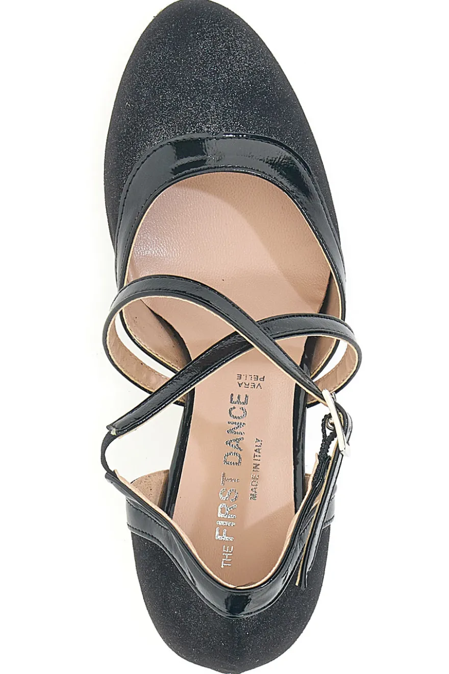 Scarpe da ballo nere con cinturini incrociati e suola in vera pelle The First Dance 6331