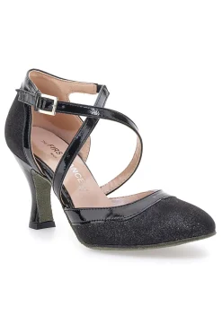 Scarpe da ballo nere con cinturini incrociati e suola in vera pelle The First Dance 6331
