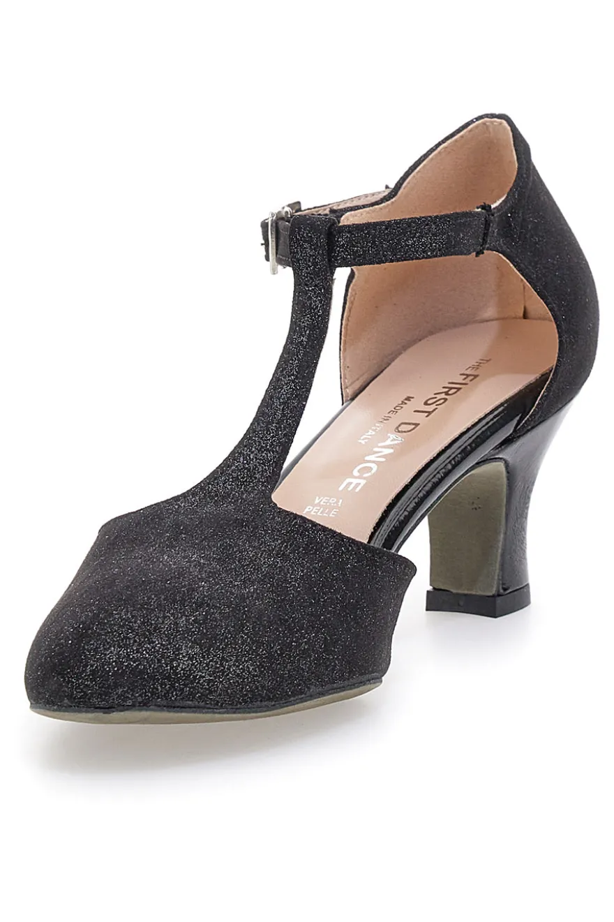 Scarpe da ballo nere con cinturino e tacco medio The First Dance 6334