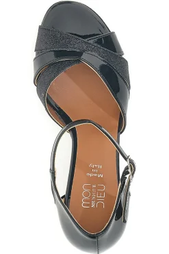 Scarpe da ballo nere intrecciate con cinturino e suola in pelle Mon dieu 113