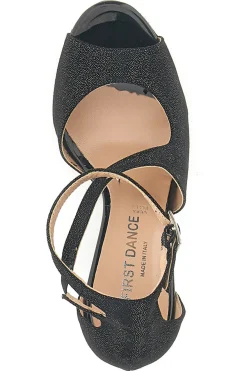 Scarpe da ballo nere open toe con cinturino alla caviglia The First Dance 6514