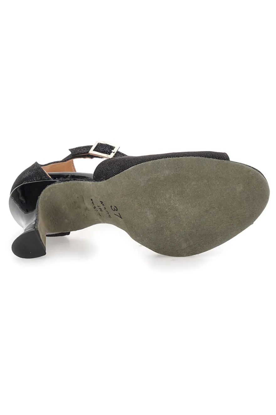 Scarpe da ballo nere open toe con cinturino alla caviglia The First Dance 6514
