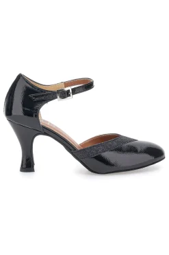 Scarpe da ballo nere vernice con cinturino e suola in pelle Mon Dieu Musique 211