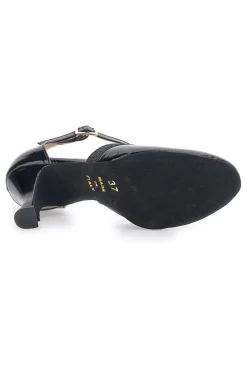 Scarpe da ballo nere vernice con cinturino e suola in pelle Mon Dieu Musique 211