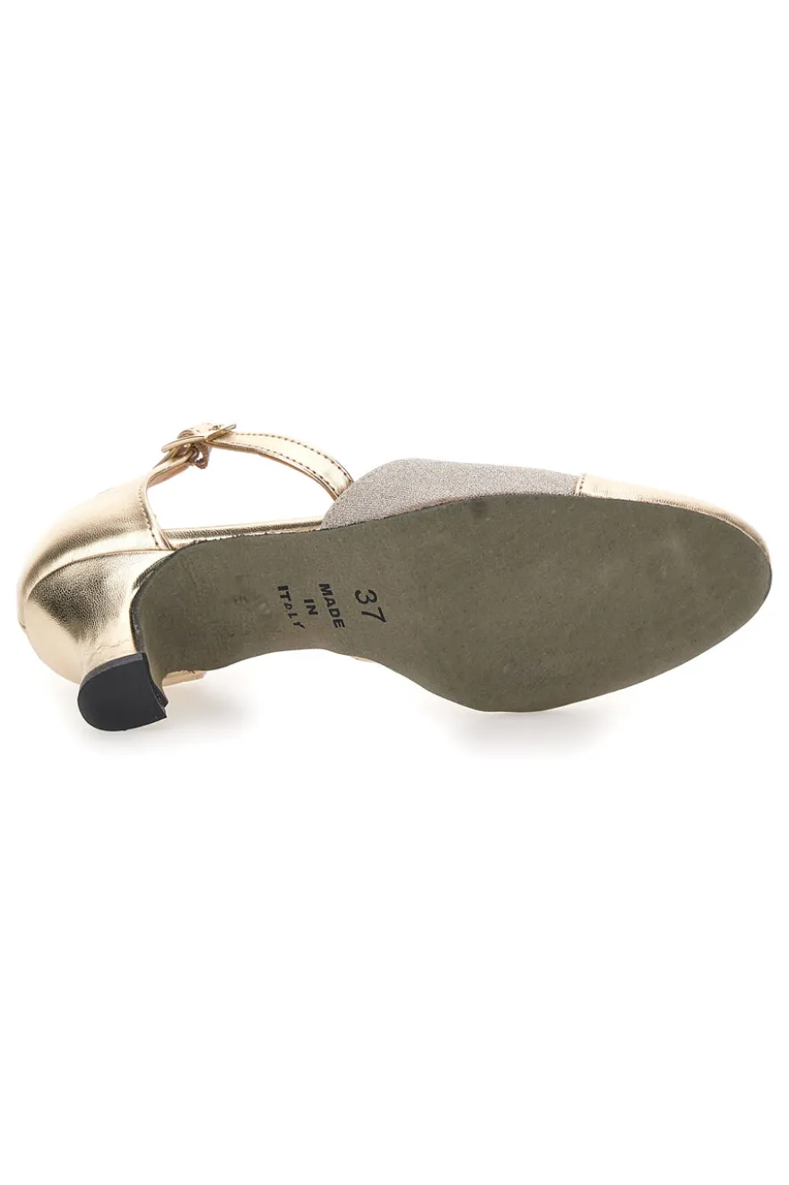 Scarpe da ballo oro con cinturino e tacco medio The First Dance 6552