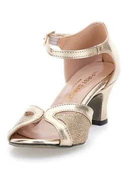 Scarpe da ballo oro con glitter e cinturino The First Dance 6558