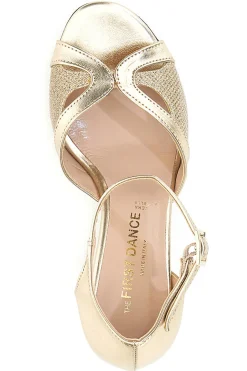 Scarpe da ballo oro con glitter e cinturino The First Dance 6558