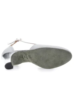 Scarpe da Ballo Platino Con Tacco Basso e Cinturino Incrociato The First Dance 4555