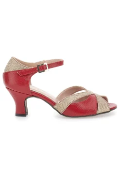 Scarpe da Ballo Rosse e Platino con Cinturino e Dettagli Scintillanti THE FIRST DANCE 5129