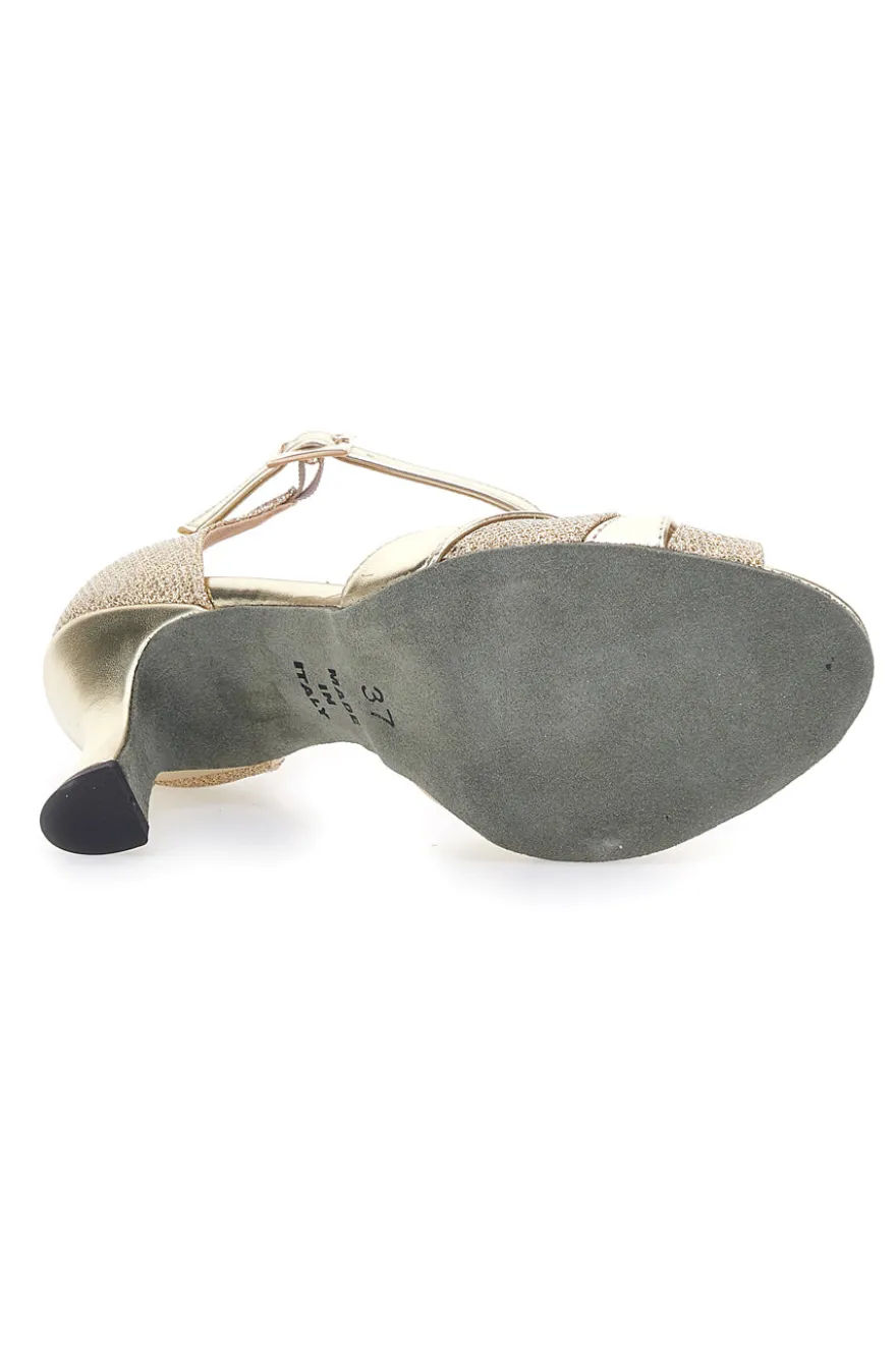 Scarpe da Ballo T-Bar Oro con Punta Aperta e Dettagli Scintillanti THE FIRST DANCE 5622