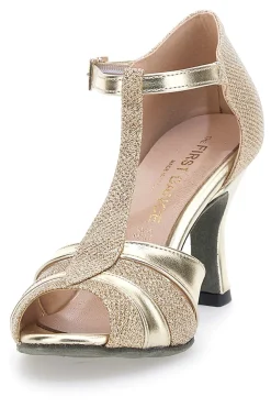 Scarpe da Ballo T-Bar Oro con Punta Aperta e Dettagli Scintillanti THE FIRST DANCE 5622